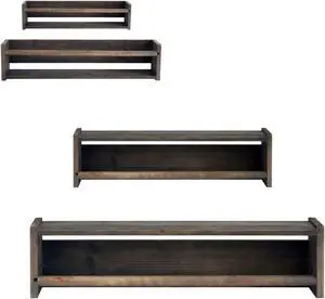 Wood Folating Wall Shelf Distressed Gray Set of 2