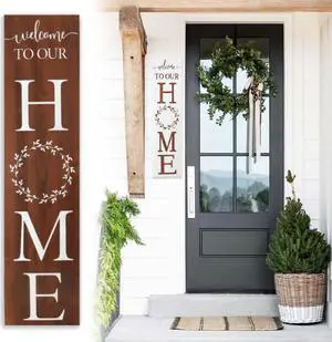 Welcome Porch Sign 72Inch Brown-Two Foldable