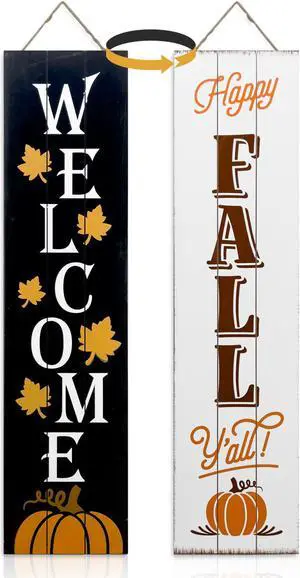 Happy Fall Ya'll / Welcome Porch Sign - Reversible