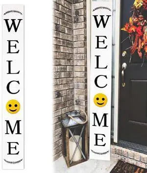 Smiley Face Welcome Sign / Color: White