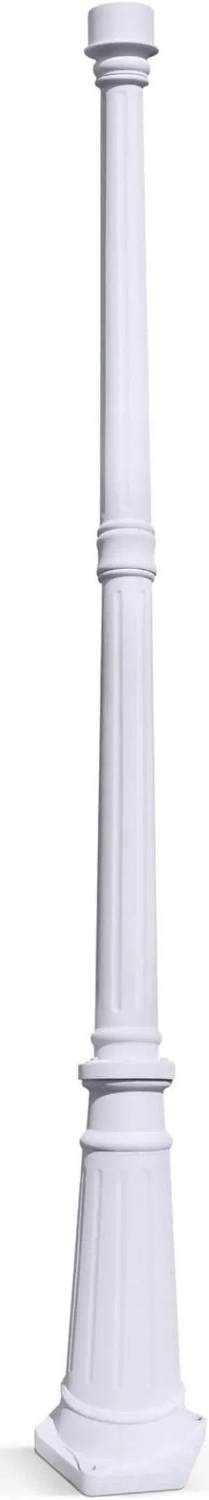 Outdoor Lamp Post - 68&quot Cast Aluminum White Pole - Gamasonic Solar Lighting