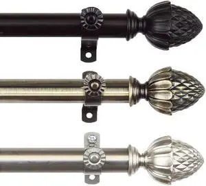 13/16 inch Cupule Curtain Rod 28-48" - Satin Nickel