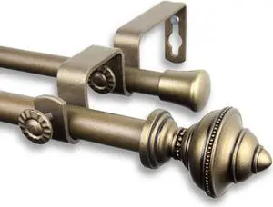 Augustus Double Curtain Rod 5/8 inch dia. 48-84 Inch - Antique Gold