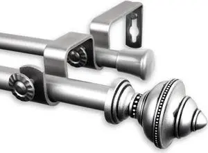 Augustus Double Curtain Rod 5/8 inch dia. 28-48 Inch - Satin Nickel