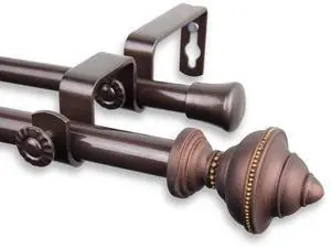 Augustus Double Curtain Rod 5/8 inch dia. 48-84 Inch - Cocoa