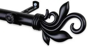 Micah Curtain Rod 3/4 inch dia. 28-48" - Black