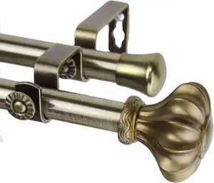Gusto Double Curtain Rod 3/4 inch dia. 66-120" - Antique Gold