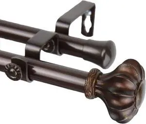 Gusto Double Curtain Rod 3/4 inch dia. 120-170" - Cocoa