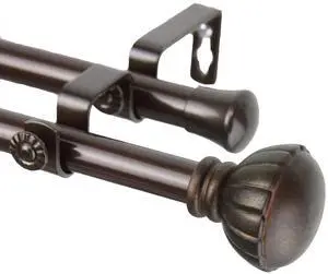 Yulania Double Curtain Rod 3/4 inch dia. 48-84" - Cocoa