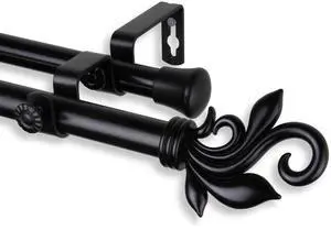 Micah Double Curtain Rod 3/4 inch dia. 120-170" - Black