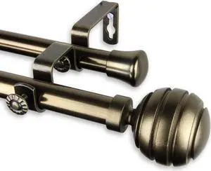 Olga Double Curtain Rod 3/4 inch dia. 28-48" - Antique Brass