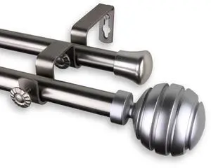 Olga Double Curtain Rod 3/4 inch dia. 120-170" - Satin Nickel