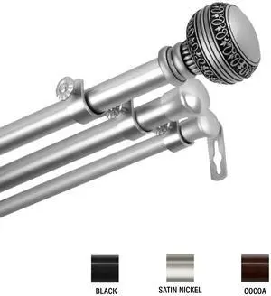 Dolly Triple Curtain Rod 13/16 inch dia. 48-84" - Satin Nickel