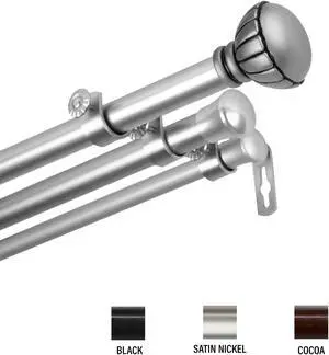 Yulania Triple Curtain Rod 13/16 inch dia. 48-84" - Satin Nickel