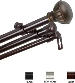 Yulania Triple Curtain Rod 13/16 inch dia. 28-48" - Cocoa