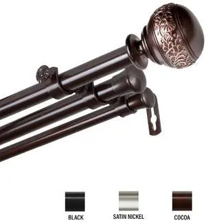 Caliendra Triple Curtain Rod 13/16 inch dia. 120-170" - Cocoa
