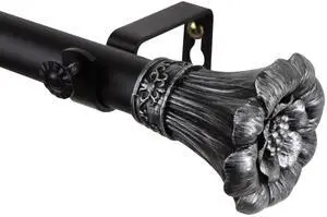 Fuga Curtain Rod 1" OD 28-48 inch  - Black