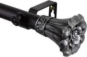 Fuga Curtain Rod 1" OD 160-240 inch  - Black