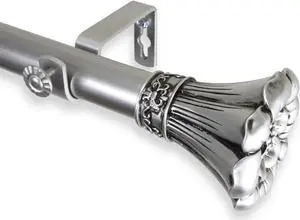 Fuga Curtain Rod 1" OD 66-120 inch  - Satin Nickel