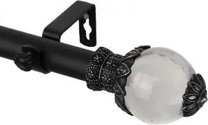 Ray Curtain Rod 1" OD 120-170 inch  - Black
