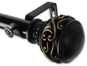 Leon Curtain Rod 1" OD 48-84 inch  - Black