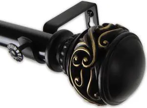 Leon Curtain Rod 1" OD 160-240 inch  - Black