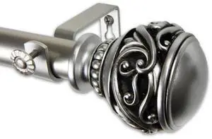 Leon Curtain Rod 1" OD 48-84 inch  - Satin Nickel