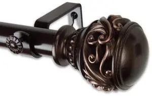 Leon Curtain Rod 1" OD 120-170 inch  - Bronze