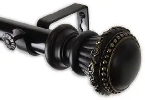 Sansa Curtain Rod 1" OD 48-84 inch  - Black