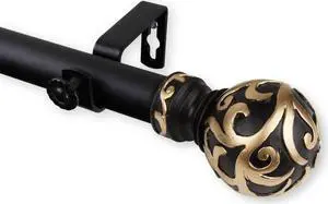 Terreca Curtain Rod 1" OD 160-240 inch  - Black