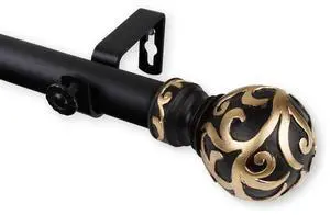 Terreca Curtain Rod 1" OD 120-170 inch  - Black