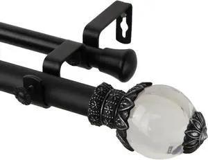 Ray Double Curtain Rod 1" OD 48-84 inch  - Black