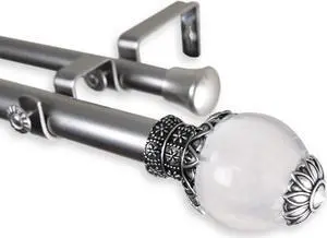 Ray Double Curtain Rod 1" OD 48-84 inch  - Satin Nickel