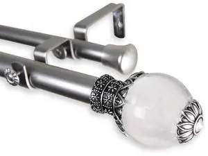 Ray Double Curtain Rod 1" OD 160-240 inch  - Satin Nickel