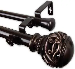 Leon Double Curtain Rod 1" OD 160-240 inch  - Bronze