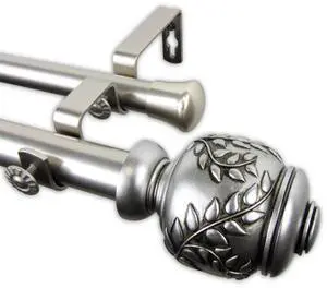 Mathilda Double Curtain Rod 1" OD 160-240 inch  - Satin Nickel