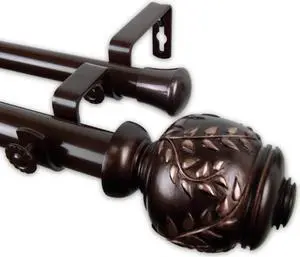 Mathilda Double Curtain Rod 1" OD 120-170 inch  - Bronze