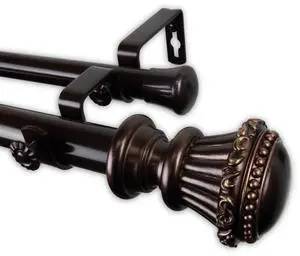 Sansa Double Curtain Rod 1" OD 28-48 inch  - Bronze