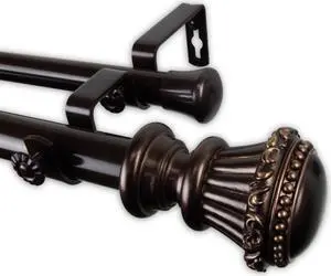 Sansa Double Curtain Rod 1" OD 120-170 inch  - Bronze
