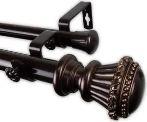 Sansa Double Curtain Rod 1" OD 160-240 inch  - Bronze