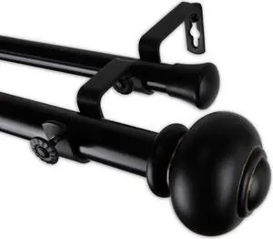 Constantino Double Curtain Rod 1" OD 160-240 inch  - Black