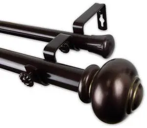 Constantino Double Curtain Rod 1" OD 28-48 inch  - Bronze