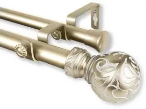 Terreca Double Curtain Rod 1" OD 48-84 inch  - Light Gold