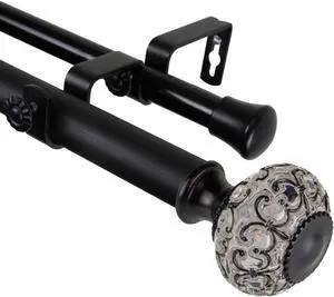 Elyse Double Curtain Rod 1" OD 160-240 inch  - Black