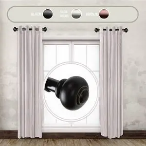 Constantino 1" dia. Side Curtain Rod 12-20 inch long (Set of 2) - Black