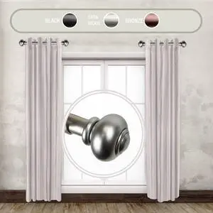Constantino 1" dia. Side Curtain Rod 12-20 inch long (Set of 2) - Satin Nickel