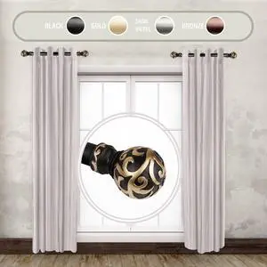 Terreca 1" dia. Side Curtain Rod 12-20 inch long (Set of 2) - Black