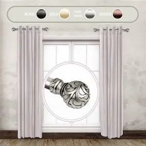 Terreca 1" dia. Side Curtain Rod 12-20 inch long (Set of 2) - Satin Nickel