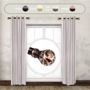 Terreca 1" dia. Side Curtain Rod 12-20 inch long (Set of 2) - Bronze