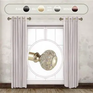 Elyse 1" dia. Side Curtain Rod 12-20 inch long (Set of 2) - Gold